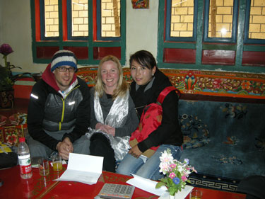 Tibetan travel guide Lhazhen la and our guests from UK